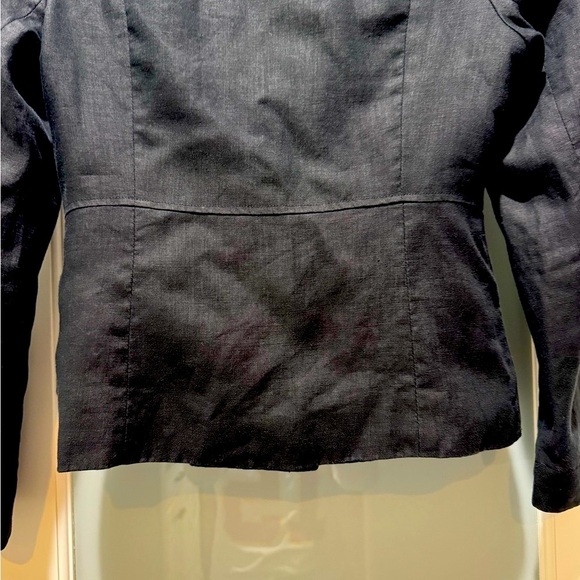 Black 100% Linen Blazer Size 10 Button Front Tailored Career Jacket - Picture 8 of 13